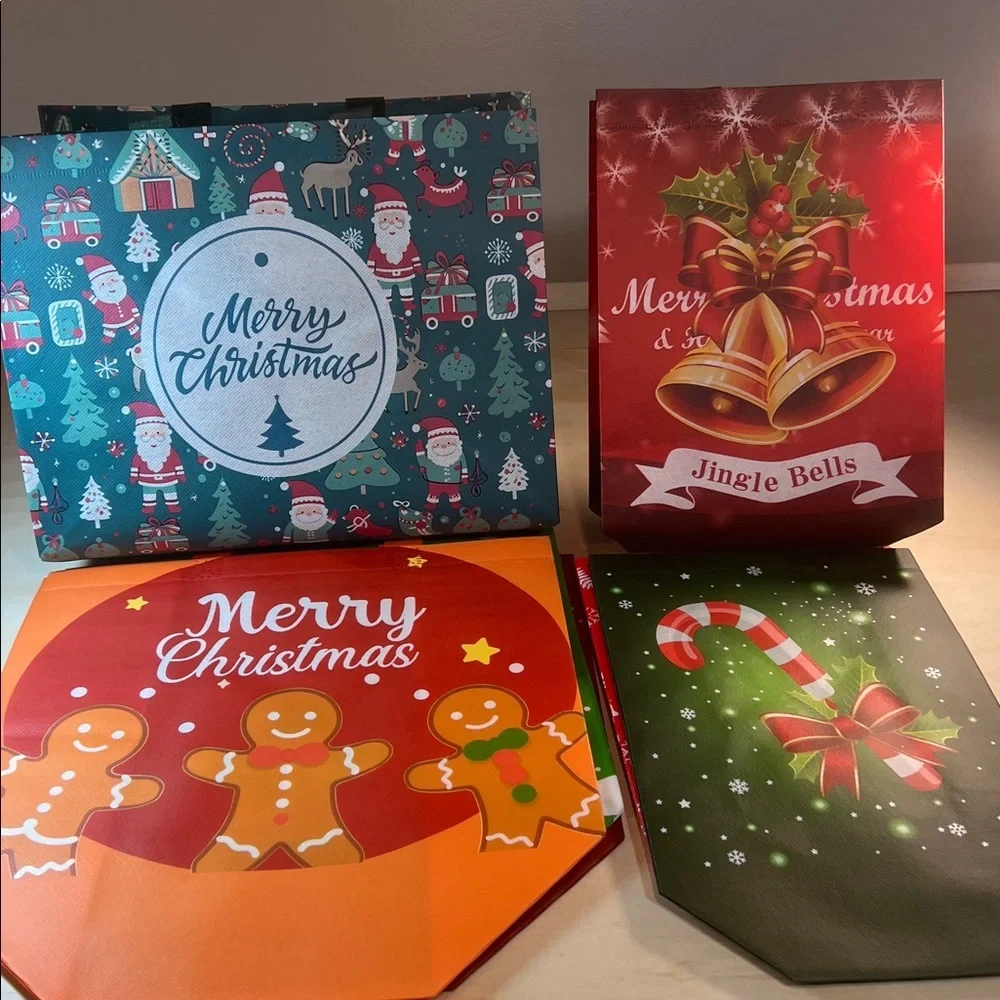 Festive Christmas Gift Bags Set 8 Total Small and Medium
